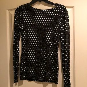 Black with white polka dots long sleeved shirt